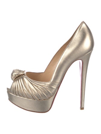 Christian Louboutin Leather Pleated Accents Pumps