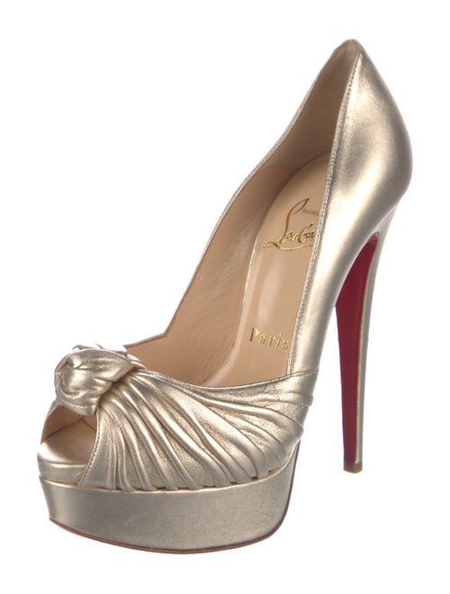 Christian Louboutin Leather Pleated Accents Pumps