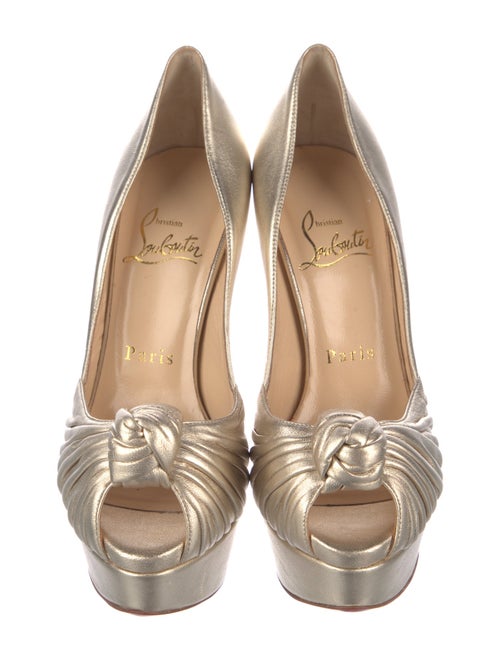 Christian Louboutin Leather Pleated Accents Pumps