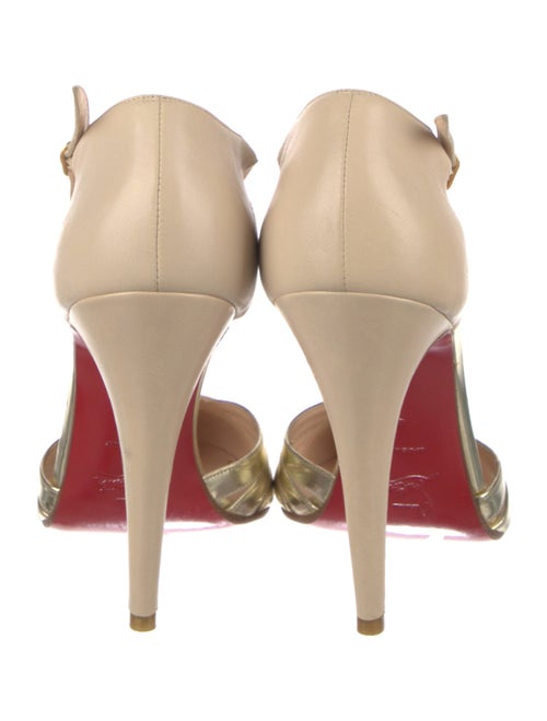 Christian Louboutin Patent Leather Colorblock Pattern T-Strap Pumps