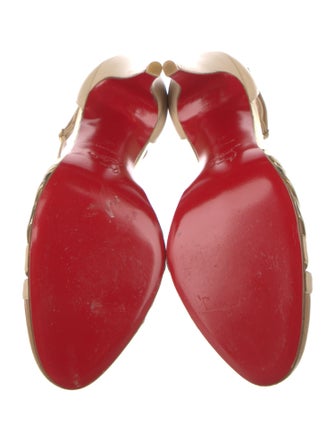 Christian Louboutin Patent Leather Colorblock Pattern T-Strap Pumps