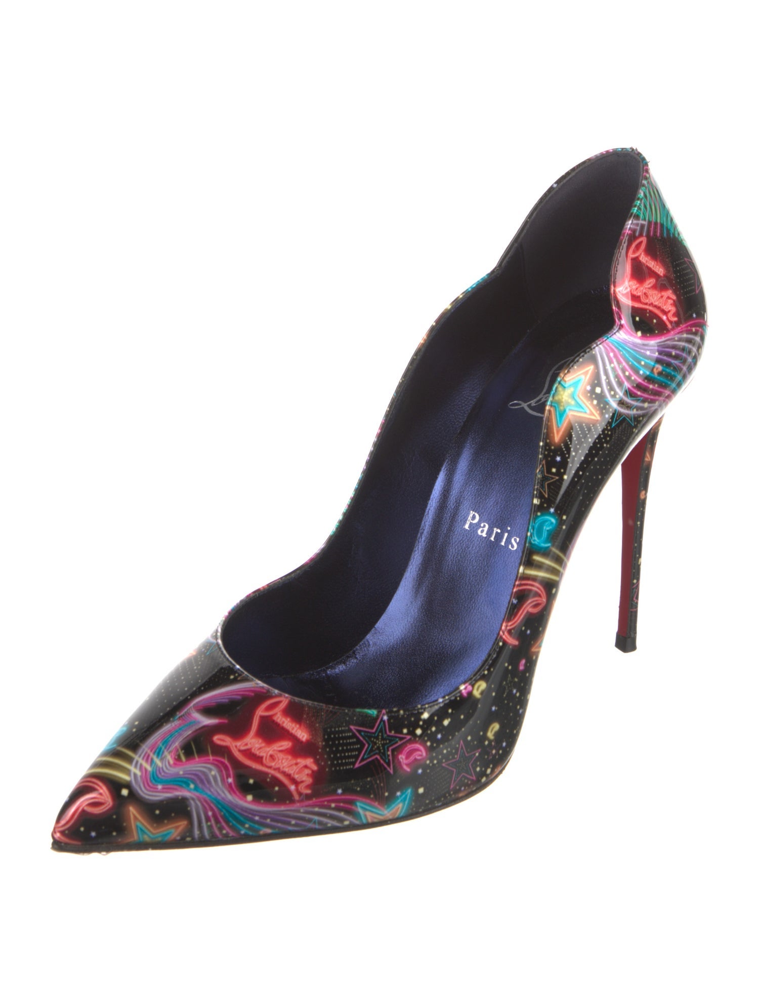 Christian Louboutin Patent Leather Printed D'Orsay Pumps
