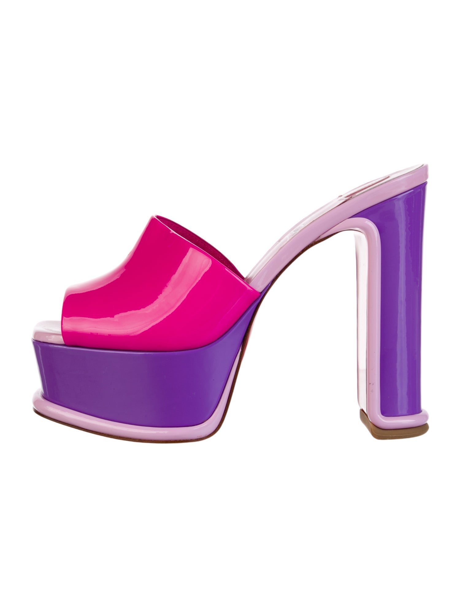 Christian Louboutin Patent Leather Colorblock Pattern Slides