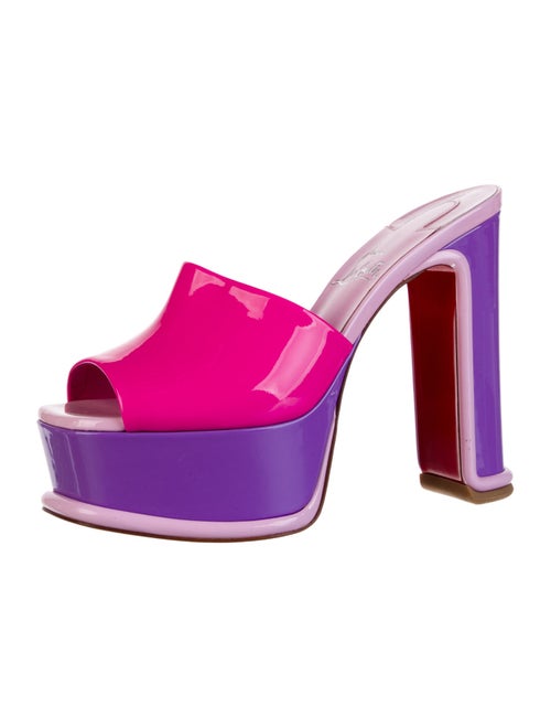 Christian Louboutin Patent Leather Colorblock Pattern Slides