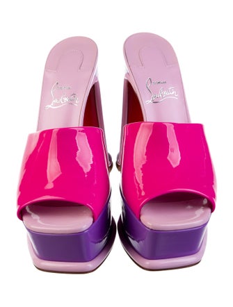 Christian Louboutin Patent Leather Colorblock Pattern Slides