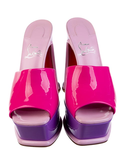 Christian Louboutin Patent Leather Colorblock Pattern Slides