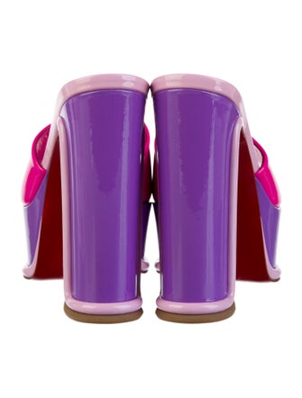 Christian Louboutin Patent Leather Colorblock Pattern Slides