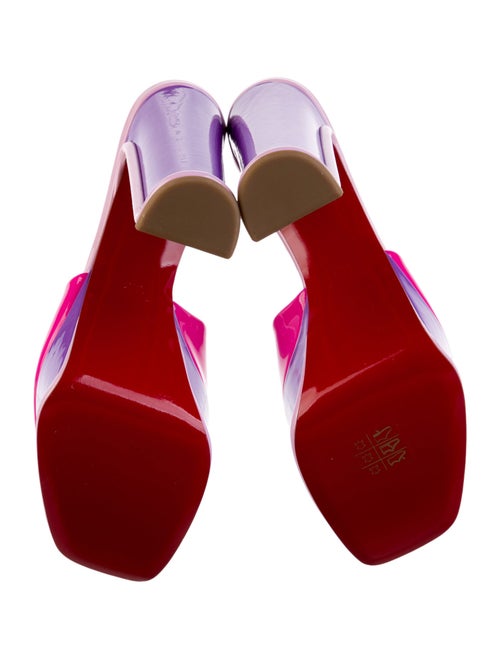 Christian Louboutin Patent Leather Colorblock Pattern Slides
