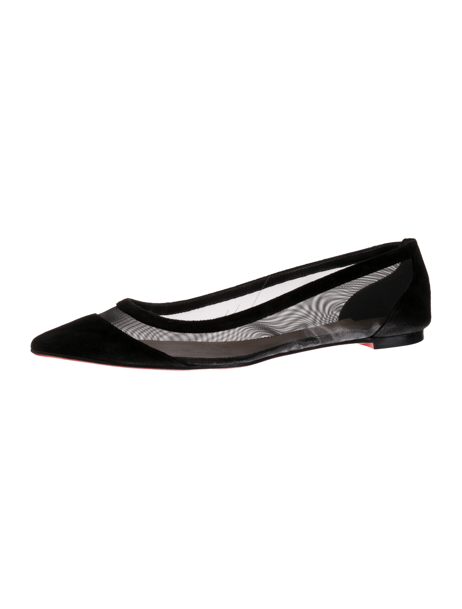 Christian Louboutin Suede Mesh Accents Ballet Flats