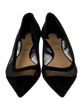 Christian Louboutin Suede Mesh Accents Ballet Flats