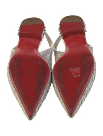Christian Louboutin Rockstud Accents Leather Slingback Flats