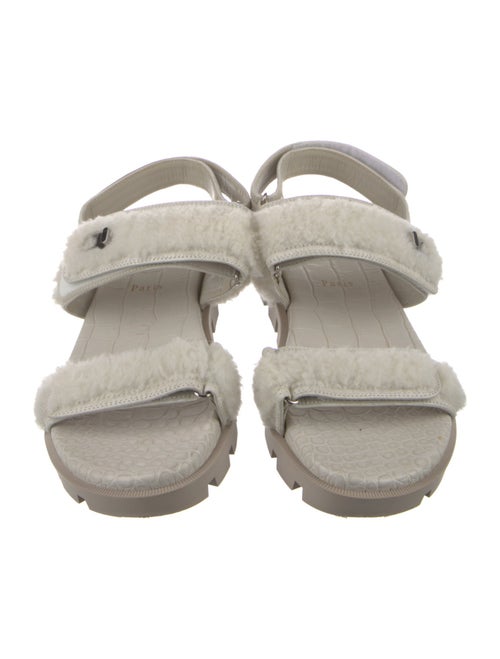 Christian Louboutin Embossed Leather Fur Trim Sandals
