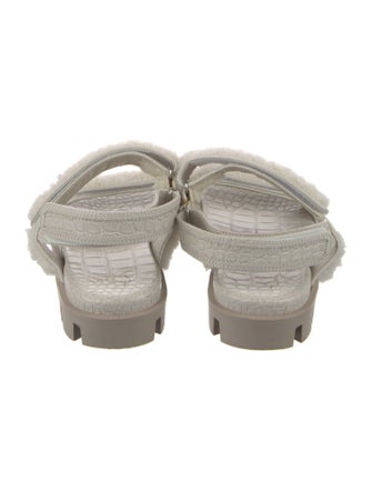 Christian Louboutin Embossed Leather Fur Trim Sandals