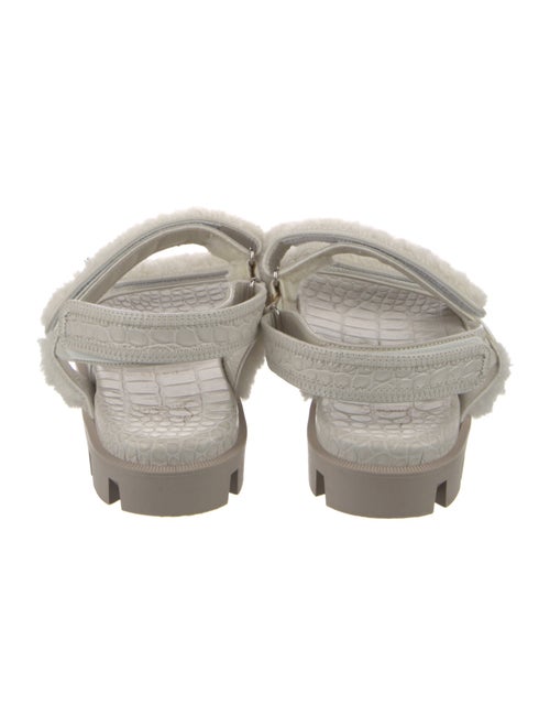 Christian Louboutin Embossed Leather Fur Trim Sandals