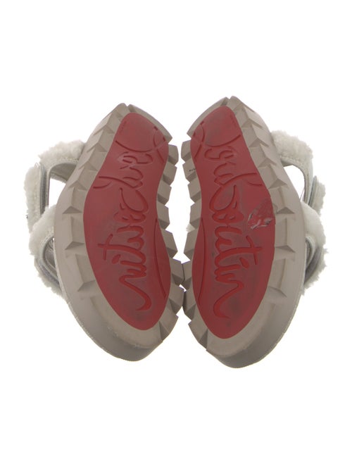 Christian Louboutin Embossed Leather Fur Trim Sandals