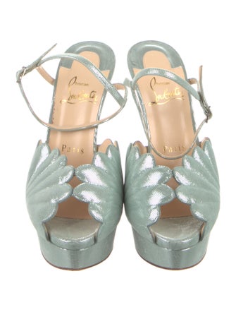 Christian Louboutin Leather Scalloped Accent Slingback Pumps