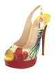 Christian Louboutin Patent Leather Floral Print Slingback Pumps
