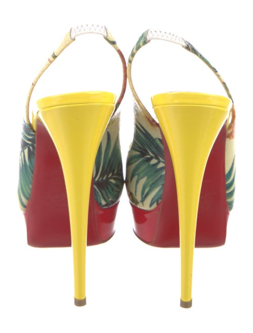Christian Louboutin Patent Leather Floral Print Slingback Pumps
