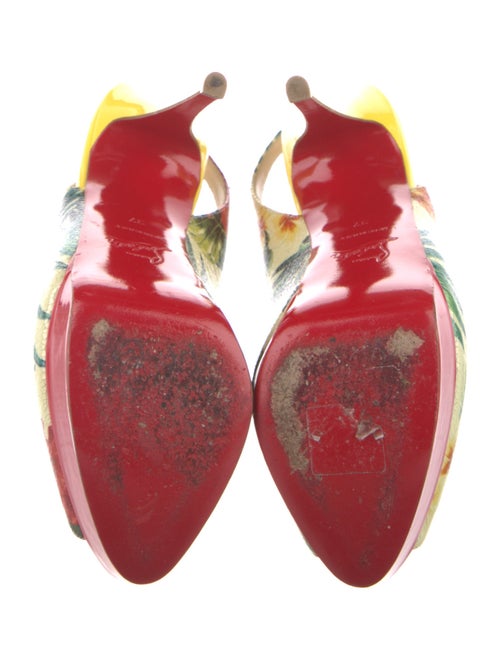 Christian Louboutin Patent Leather Floral Print Slingback Pumps