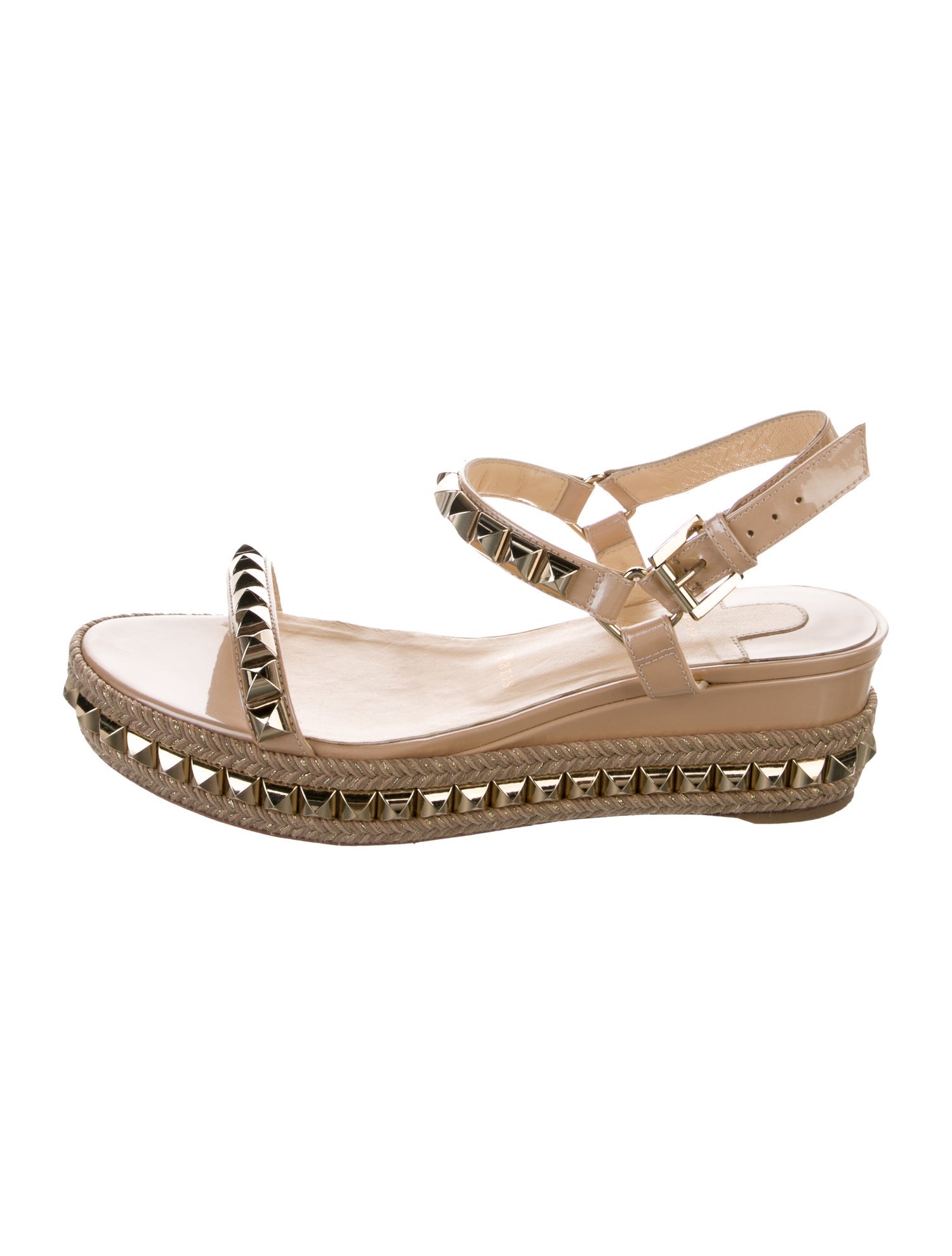 Christian Louboutin Patent Leather Studded Accents Espadrilles