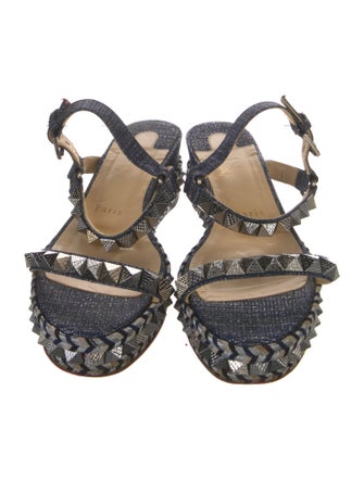Christian Louboutin Spike Accents Denim Espadrilles