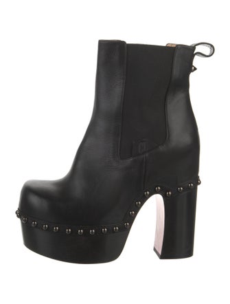 Christian Louboutin Spike Accents Leather Chelsea Boots