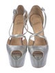 Christian Louboutin Leather Glitter Accents T-Strap Pumps