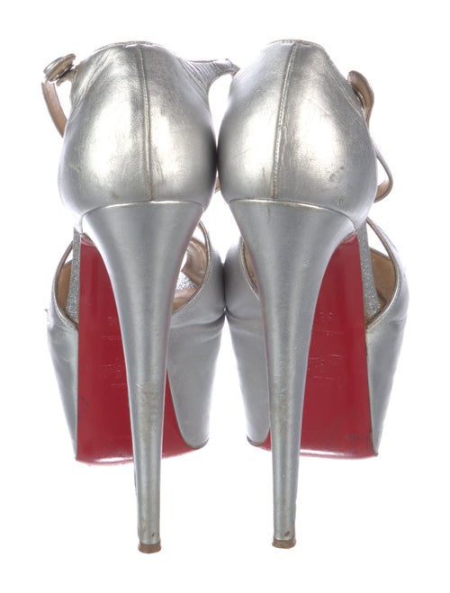 Christian Louboutin Leather Glitter Accents T-Strap Pumps