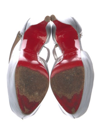 Christian Louboutin Leather Glitter Accents T-Strap Pumps