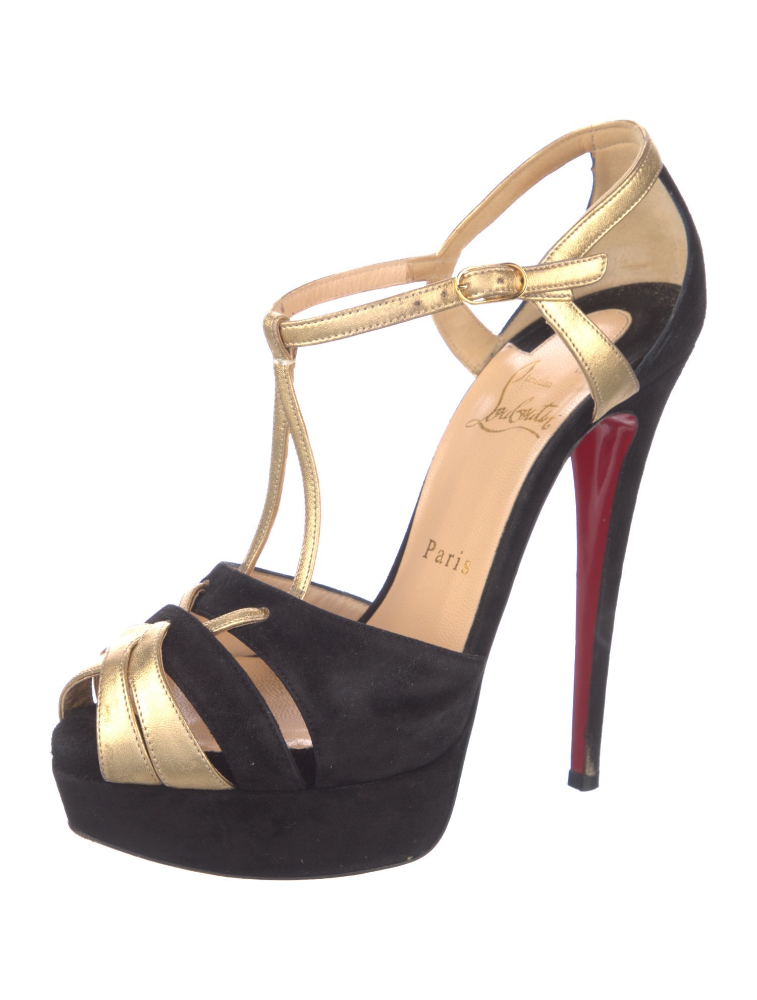 Christian Louboutin Suede T-Strap Pumps