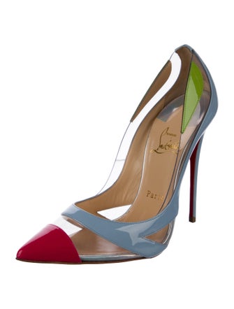 Christian Louboutin Patent Leather Colorblock Pattern Pumps