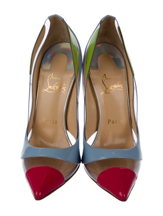 Christian Louboutin Patent Leather Colorblock Pattern Pumps