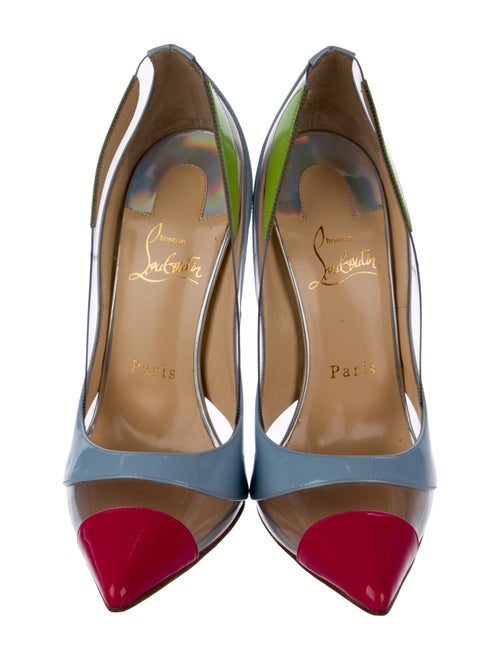 Christian Louboutin Patent Leather Colorblock Pattern Pumps