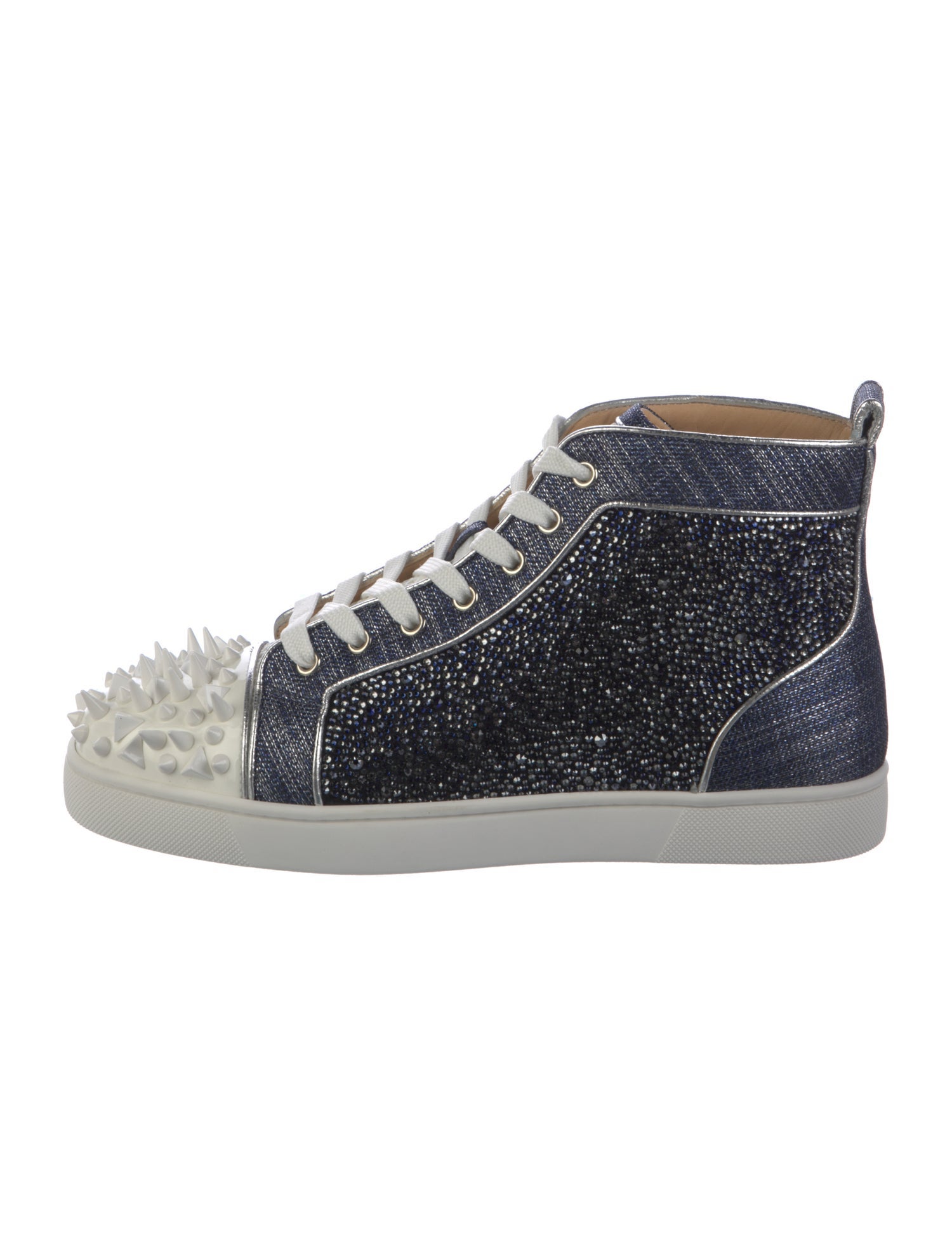 Christian Louboutin Denim Colorblock Pattern Sneakers w/ Tags