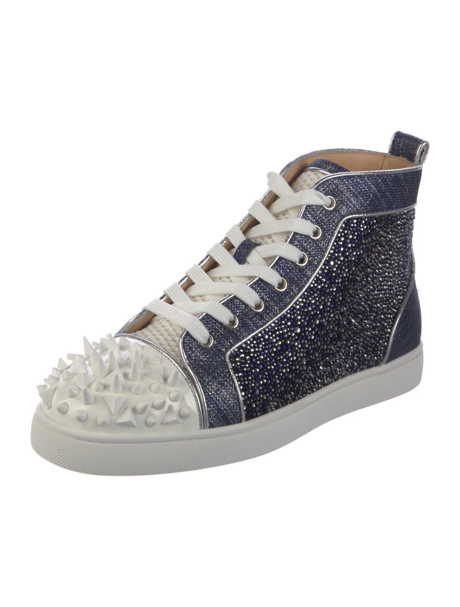 Christian Louboutin Denim Colorblock Pattern Sneakers w/ Tags