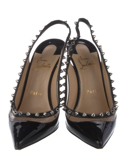 Christian Louboutin Patent Leather Studded Accents Slingback Pumps
