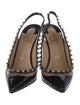 Christian Louboutin Patent Leather Studded Accents Slingback Pumps
