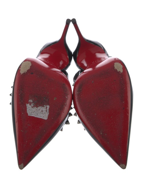 Christian Louboutin Patent Leather Studded Accents Slingback Pumps