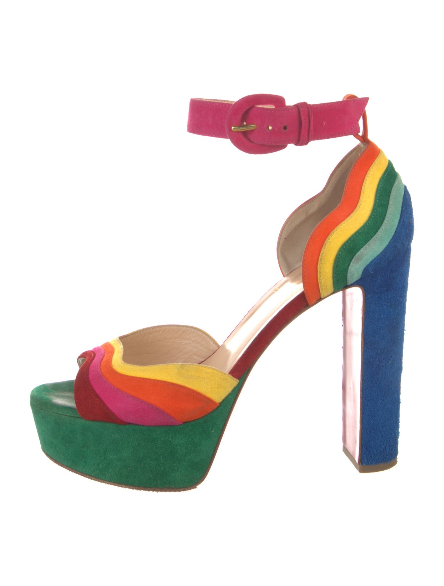 Christian Louboutin Suede Colorblock Pattern D'Orsay Pumps