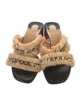 Christian Louboutin Spike Accents Leather Slides