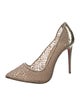 Christian Louboutin Mesh Leather Trim Embellishment Pumps