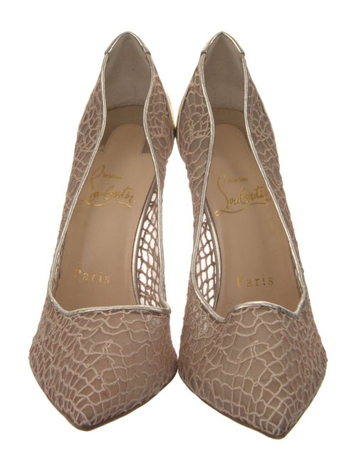 Christian Louboutin Mesh Leather Trim Embellishment Pumps