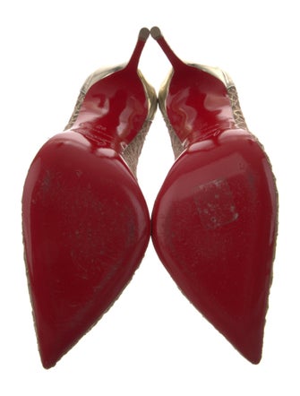 Christian Louboutin Mesh Leather Trim Embellishment Pumps