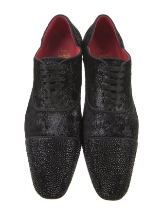 Christian Louboutin Velvet Crystal Embellishments Oxfords