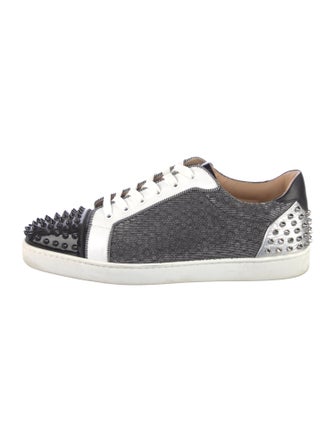 Christian Louboutin Spike Accents Colorblock Pattern Sneakers