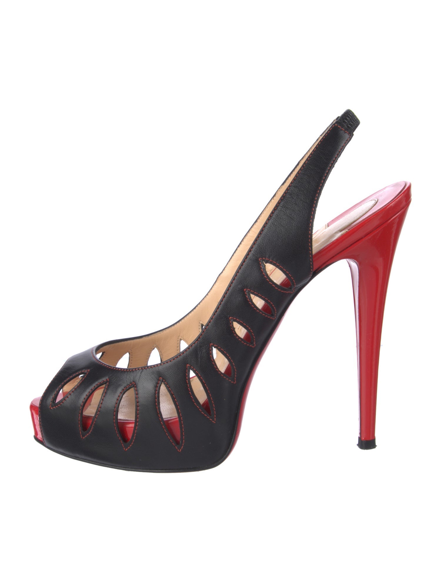 Christian Louboutin Leather Cutout Accent Slingback Pumps