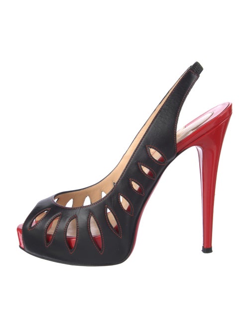 Christian Louboutin Leather Cutout Accent Slingback Pumps