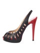 Christian Louboutin Leather Cutout Accent Slingback Pumps
