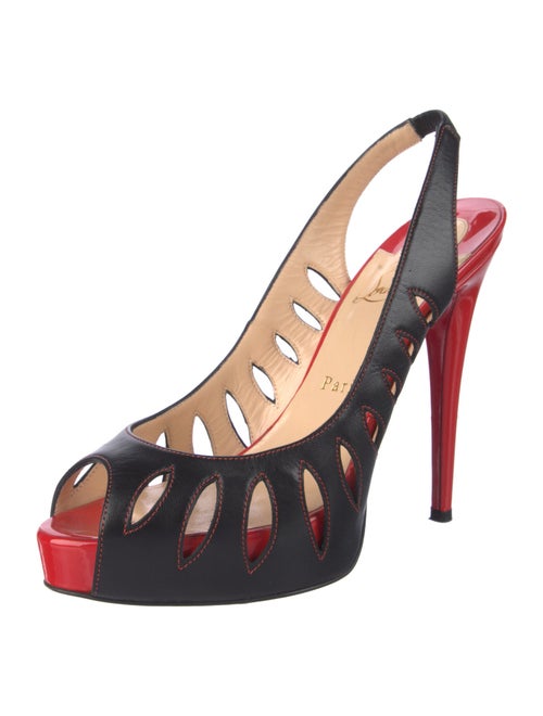 Christian Louboutin Leather Cutout Accent Slingback Pumps