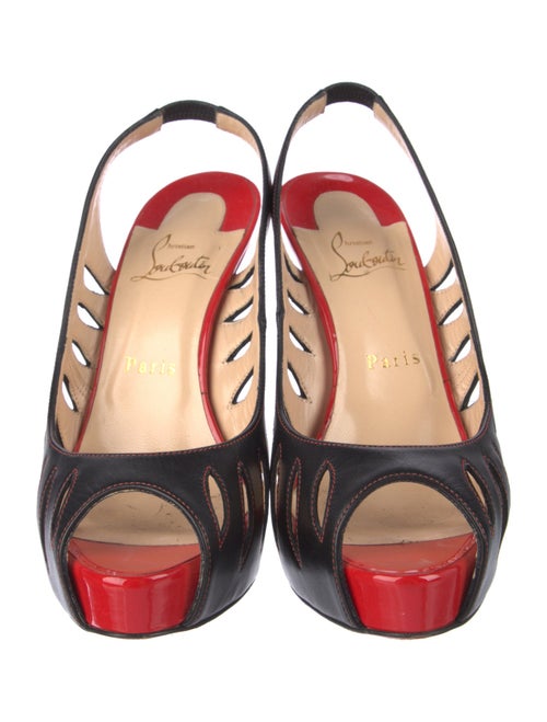Christian Louboutin Leather Cutout Accent Slingback Pumps